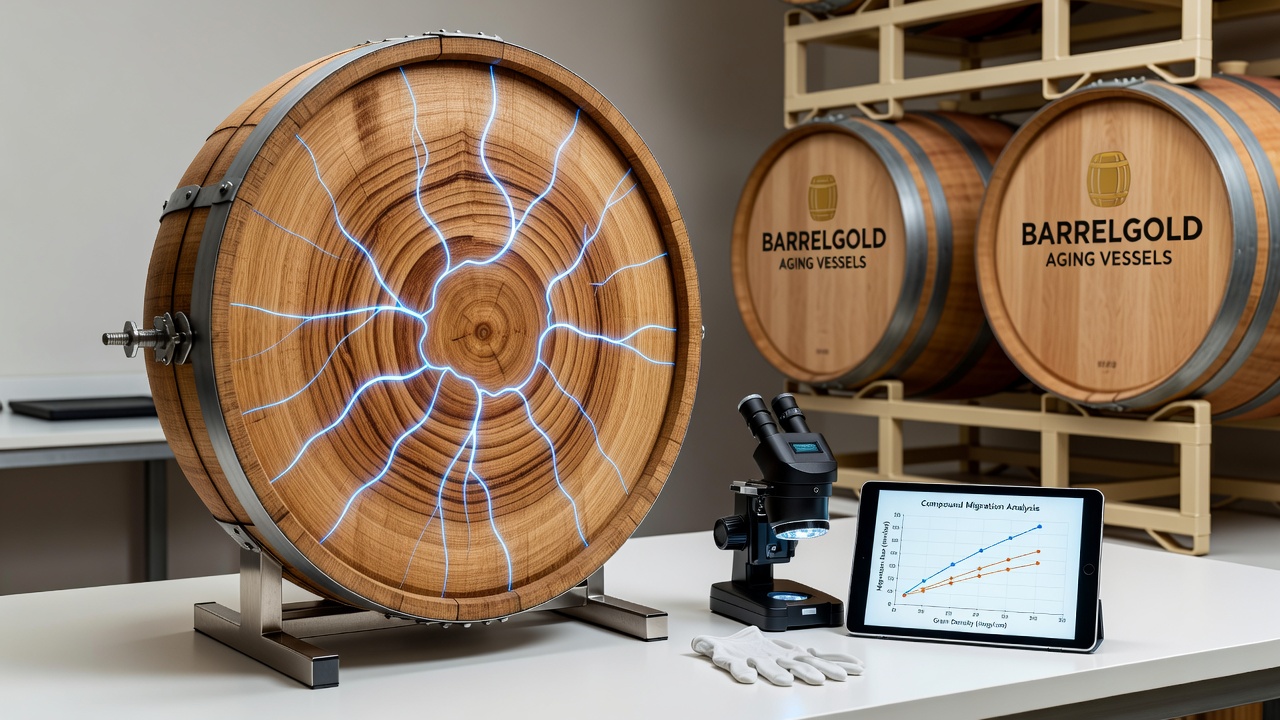 Examining Wood Grain Density Effects on Compound Migration in Barrelgold Aging Vessels for Wine Producers