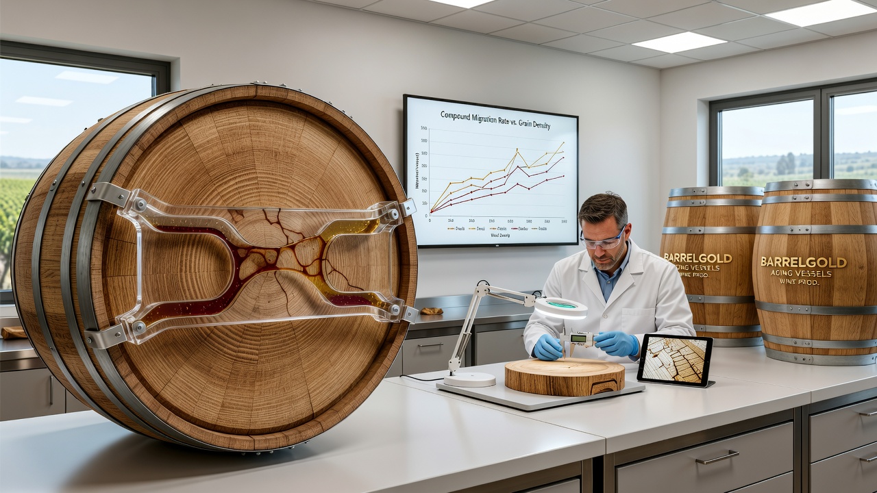Laboratory analysis of wine samples from different Barrelgold vessel grain densities